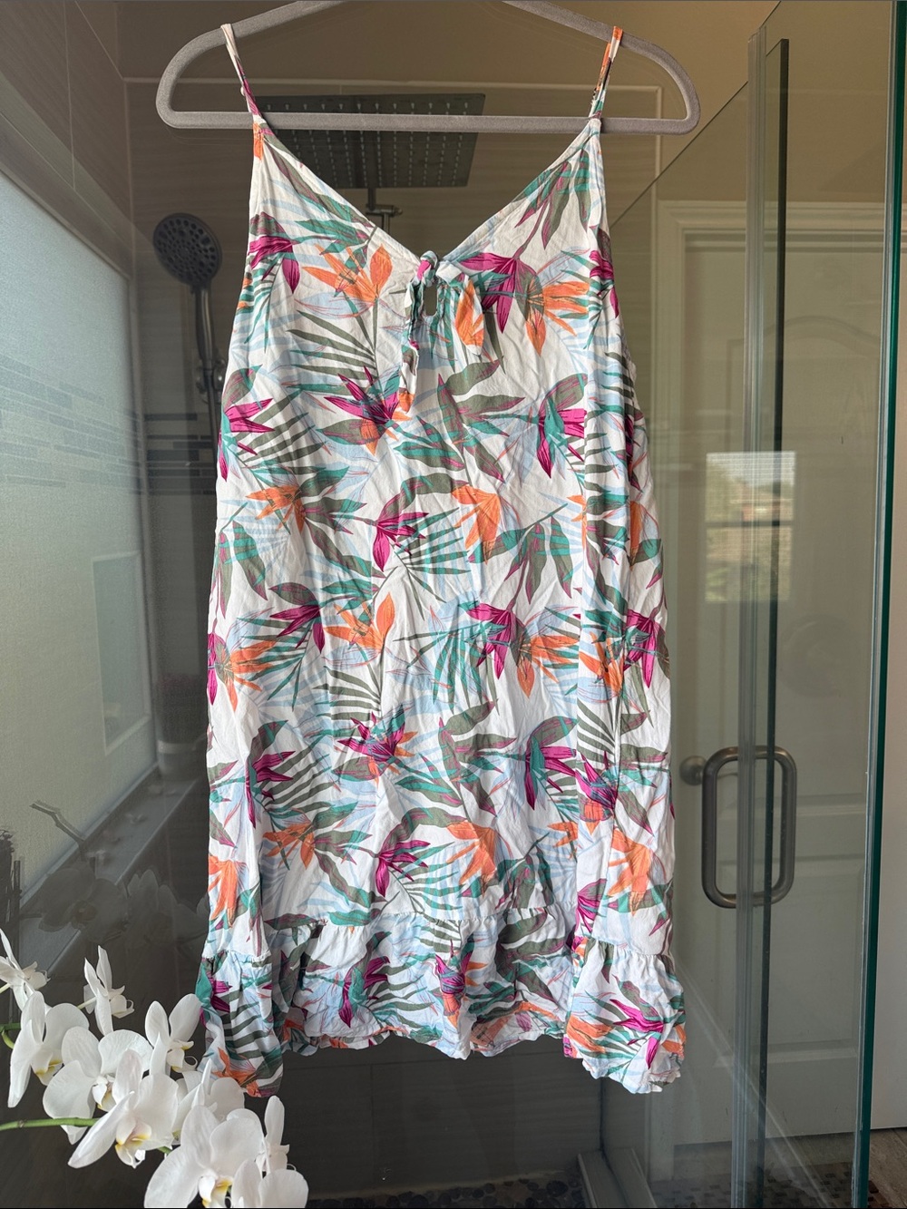 Roxy Tropical Floral Slip Dress - Pink, Orange & Green